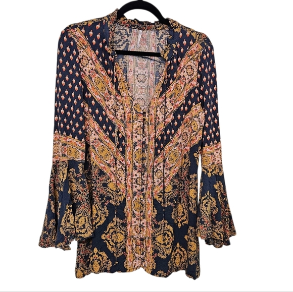 Free People Magic Mystery Tunic Navy Multicolor Size Small - Picture 2 of 10